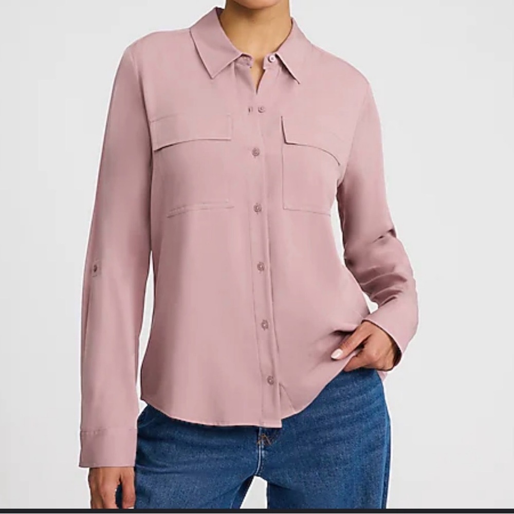 Women's Pink Button-Up Blouse